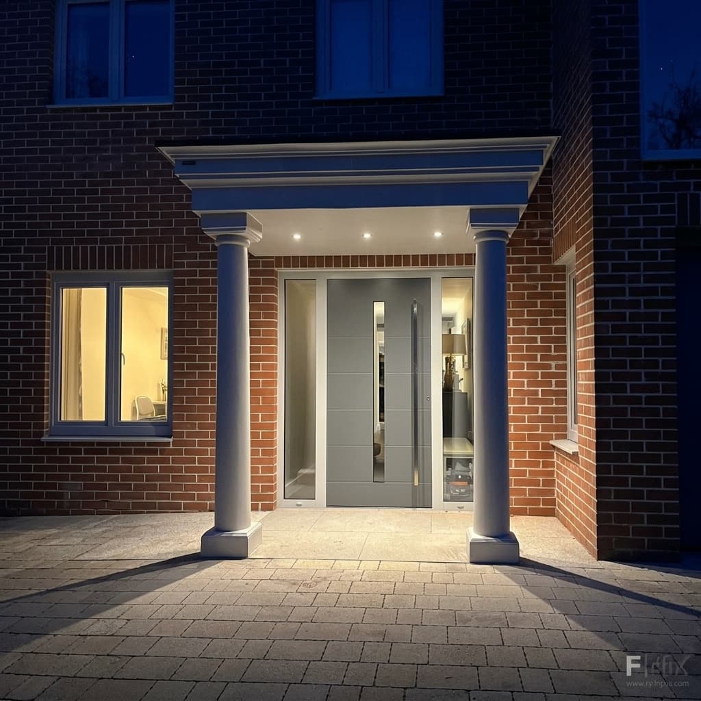 canopies direct portico canopy columns modern door night